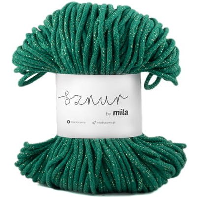 Bavlněná šňůra MILA GLITTER 5mm - Zelená zlatá/PG115 – Zboží Dáma