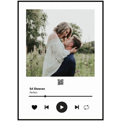 Plakát Vaše písnička s fotkou Rozměr plakátu: 50 x 70 cm, Barevná varianta: Černá, Kód k přehrání hudby: Spotify Premium kód – Zboží Mobilmania