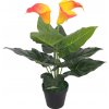 Květina zahrada-XL Umělá rostlina kala s květináčem 45 cm červenožlutá