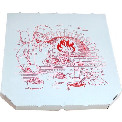 DEKOS Krabice na pizzu 40x40x3,5cm mvl bílá s potiskem Kuchař – Zboží Mobilmania