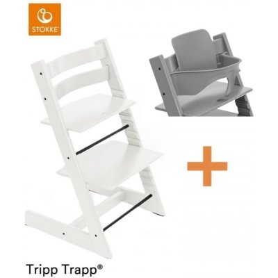 Stokke Set Tripp Trapp White + Baby set Storm Grey – Sleviste.cz