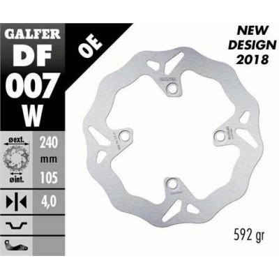 GALFER brzdový kotouč zadní HONDA XL 600/650/700V TRANSALP 91-07; CB 500 97-05; CB750 92-02; CB 900 HORNET 02-07; BUELL 93-10 (WAVE FIXED) (240X105,5X4mm) – Zbozi.Blesk.cz