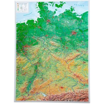 Georelief Německo - plastická mapa 60 x 80 cm Varianta: bez rámu, Provedení: plastická mapa