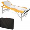 Masážní stůl a židle Mucola masážní stůl 3 zónová masážní lavice skládací kosmetický stůl masážní stůl mobilní terapeutický stůl hliníkový rám bílá / oranžová