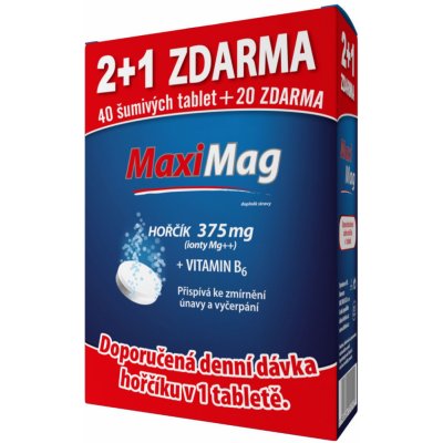 Zdrovit Maximag hořčík 375 mg + vitamin B6 40+20 šumivých tablet – Hledejceny.cz