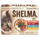 Shelma kočka s kuřecím hovězím lososem a treskou 12 x 85 g