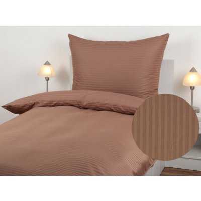 JAN peří Luxusní z bavlněného saténu tmavě hnědý proužek 40 x 30 cm – Sleviste.cz