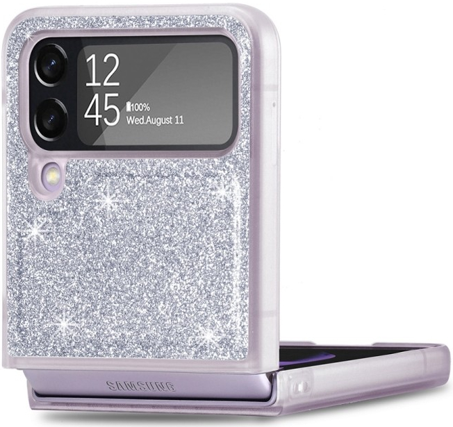 Pouzdro JSM GLIT TER Ochranné Samsung Galaxy Z Flip4 5G stříbrné