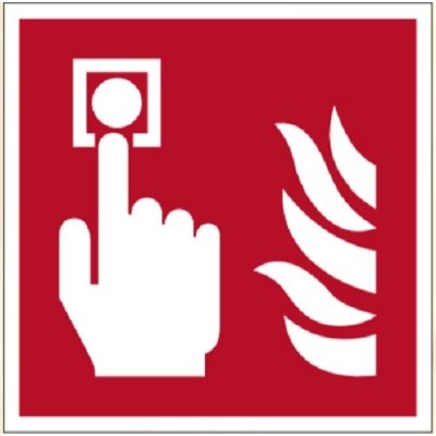 Bezpečnostní požární značení, požární alarm – luminiscenční hliníkový kompozit, 100×100 mm – Zboží Mobilmania