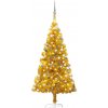 Vánoční stromek vidaXL Umělý vánoční stromek s LED a sadou koulí zlatý 120 cm PET