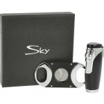Sada pro kuřáky doutníků Sky, zapalovač, vyštípávač, černostříbrná – Sleviste.cz