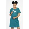 Těhotenské a kojící pyžamo a košilka Vienetta dámská noční košile mateřská Kopretiny tmavě modrá