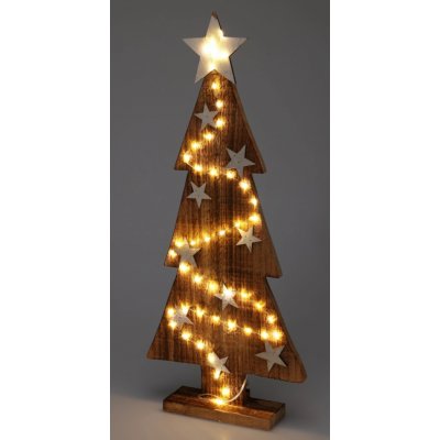 Koopman Dřevěný vánoční stromek s osvětlením 50 LED teplá bílá, 25 x 6 x 54 cm – Hledejceny.cz