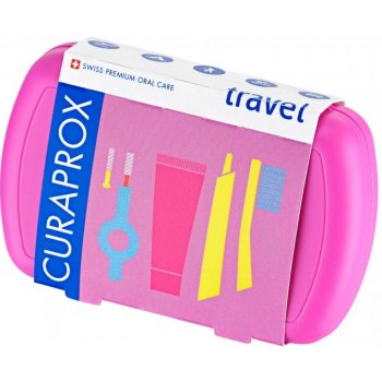 Curaprox Travel set stejnobarevný mix náhradních hlavic magenta 2 ks