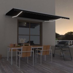 ZBXL Ručně zatahovací markýza s LED světlem 500 x 300 cm antracitová