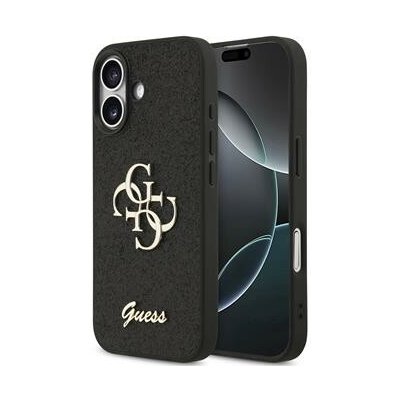 Guess PU Fixed Glitter 4G Metal Logo Zadní Kryt pro iPhone 17 Black – Zboží Mobilmania