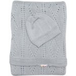 Baby Nellys Háčkovaná sada dečka s čepičkou šedá – Sleviste.cz