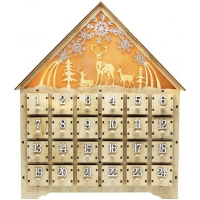 LAMER Dřevěný adventní kalendář s LED osvětlením – Zboží Mobilmania