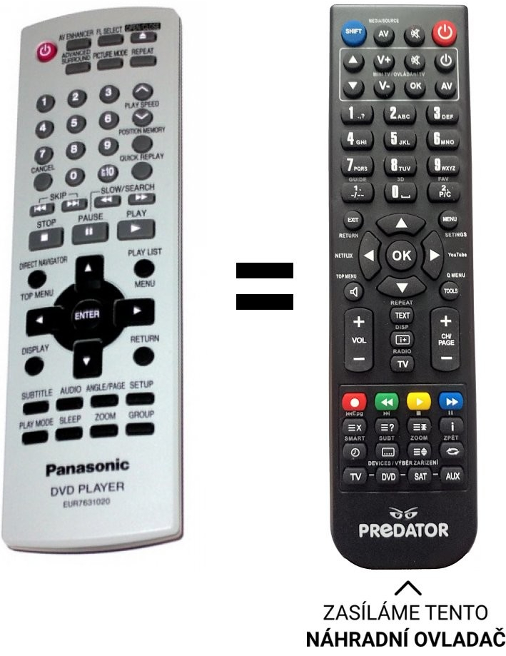 Dálkový ovladač Predátor Panasonic DVD-S47