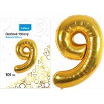 LUMA Balónek foliový č. 9 ZLATÝ 101 cm – Zboží Dáma