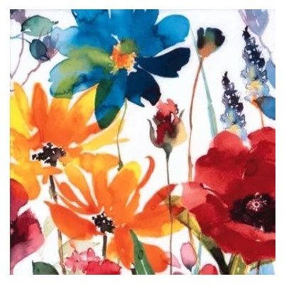 Ubrousek 33x33cm Barevné květy akvarel – Zboží Mobilmania