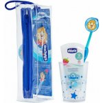 Chicco SET Cestovní sada zubní pasta + zubní kartáček + kelímek + pouzdro 3-6 l modrá – Zboží Mobilmania