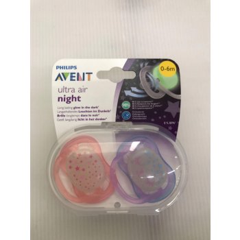 Avent Philips šidítko ultra air 376/12 Nighttime girl BPA free 2Pack