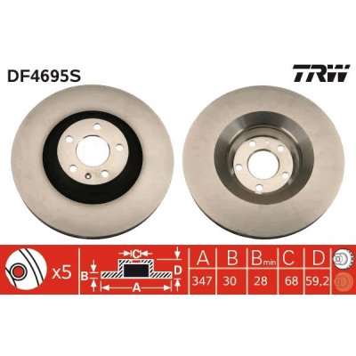 Brzdový kotouč TRW DF4695S | Zboží Auto