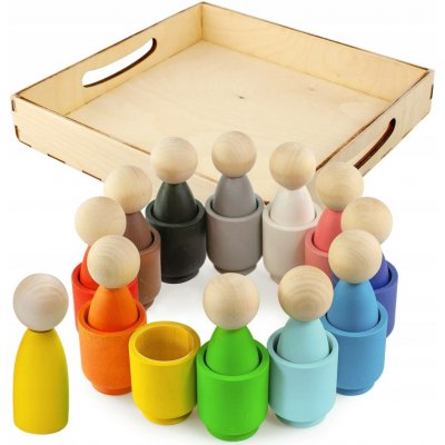 Montessori Ulanik dřevěná hračka "Peg Dolls in Cups" – Sleviste.cz