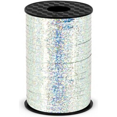Vázací stuha - stříbrná s efektem třpytek - šířka 5mm - návin 225m – Sleviste.cz