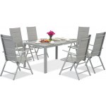 Garden Point Hliníková zahradní souprava Verona z polywoodového dřeva pro 6 osob světle šedá – Zboží Dáma