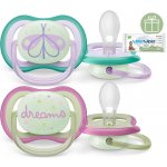 Avent Philips šidítko ultra air 376/12 Nighttime girl BPA free 2Pack – Zboží Dáma