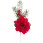 MagicHome Vánoční větvička s květem poinsettie červená 22 cm – Hledejceny.cz