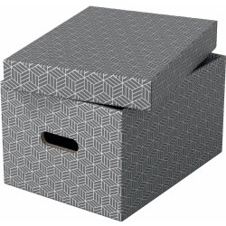 Esselte Krabice úložná- M / šedá / 360 x 265 x 205 mm / s otvory / 3 ks
