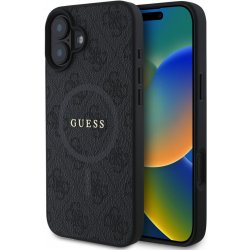 Guess PU Leather 4G Colored Ring MagSafe Zadní pro iPhone 16 Plus Black