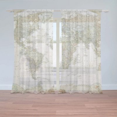 Sablio Záclony Mapa světa: 2ks 150x250cm – Zboží Mobilmania