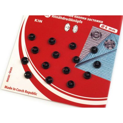 Kovové patentky / stiskací knoflíky Varianta: 21/6 mm 2/0 černá, Balení: 1 karta – Zboží Dáma