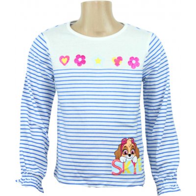 Sun City Dívčí tričko TLAPKOVÁ PATROLA Skye dlouhý rukáv s proužky Bílá – Zboží Dáma