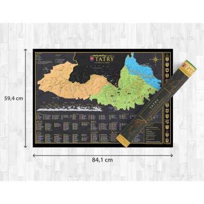68travel Vysoké Tatry - stírací mapa 84 x 60 cm