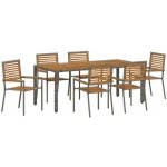 Omaxi 455628 Zahradní jídelní souprava 7 pcs Šedá 190 x 90 x 75 cm polyratan – Hledejceny.cz