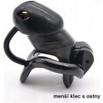 bdsm bondage shop BDSM silikonový pas cudnosti pro muže Barva Černá Škrtící kroužek 40 mm Provedení s ostny klec menší – Zboží Dáma