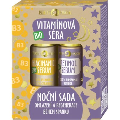 PURITY VISION Bio Vitamínová séra noční sada PURITY VISION Niacinamide sérum BIO 30 ml +PURITY VISION Retinol serum BIO 30 ml – Sleviste.cz