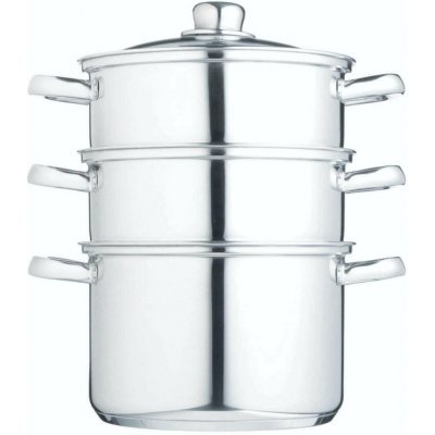 KitchenCraft nerezový parní hrnec 22 cm, 3 patra – napařovací hrnec na sporák pro zdravé vaření v páře, vícepatrový hrnec – Zboží Mobilmania