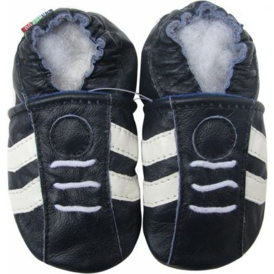 Carozoo Kožené capáčky s koženou podrážkou černé tenisky Černá – Zboží Dáma