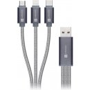Connect IT CCA-2050-SL USB-C & Micro USB & Lightning, 0,2m, stříbrně-šedý