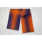 Šála z česaného hedvábí modro-oranžová se vzorem oboustranná – Sleviste.cz