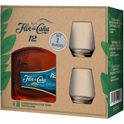 Flor De Cana Centenario 12y 40% 0,7 l (dárkové balení 2 sklenice) – Zboží Mobilmania