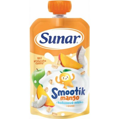 SUNAR Smootík kapsička mango, kokosové mléko, ovesné vločky 12m+ 120 g – Zboží Dáma