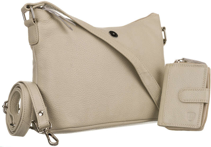 Kožená taška +peněženka PTN D73-DS Light Beige