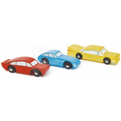 Tender Leaf Toys Dřevěná sportovní auta Retro Cars červené modré a žluté
